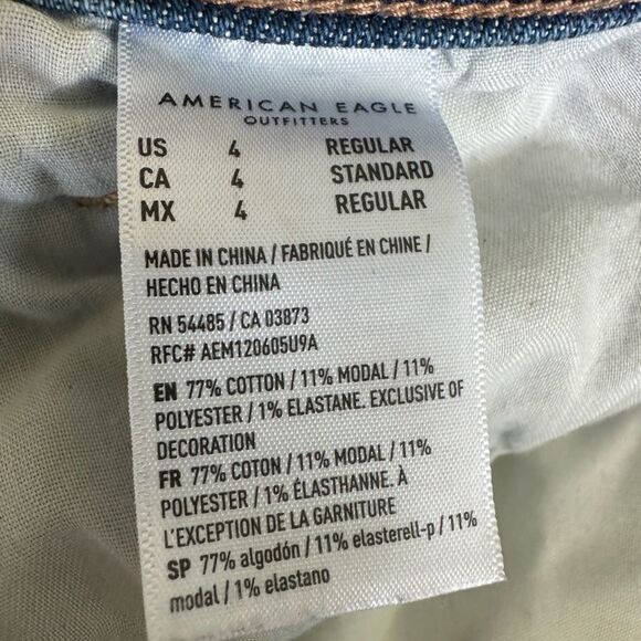 American Eagle Vintage Distressed Ripped Hem High Rise Mom Jeans Boho Western 4 - Picture 5 of 5